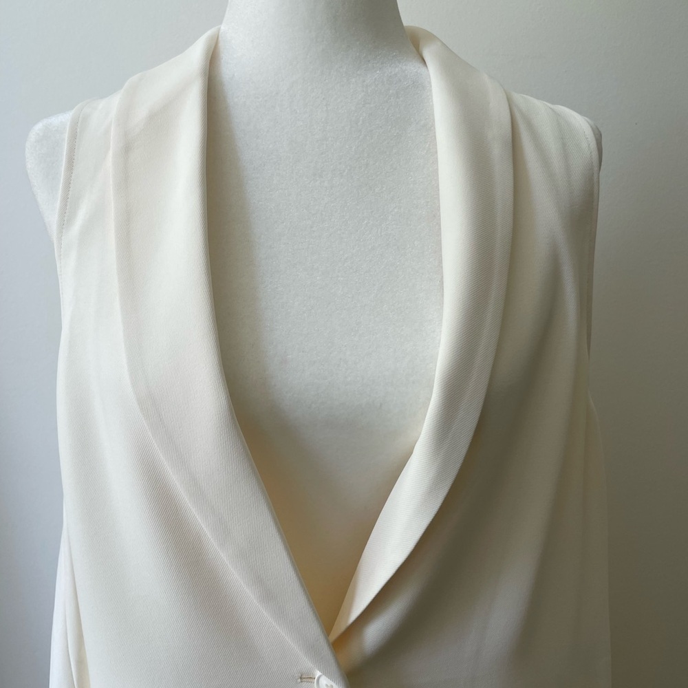 Lattelier Sleeveless White Blazer Duster Vest Size Small Classy Quite Luxury - Picture 2 of 12
